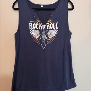 Rock & Roll Navy Blue Tank Top